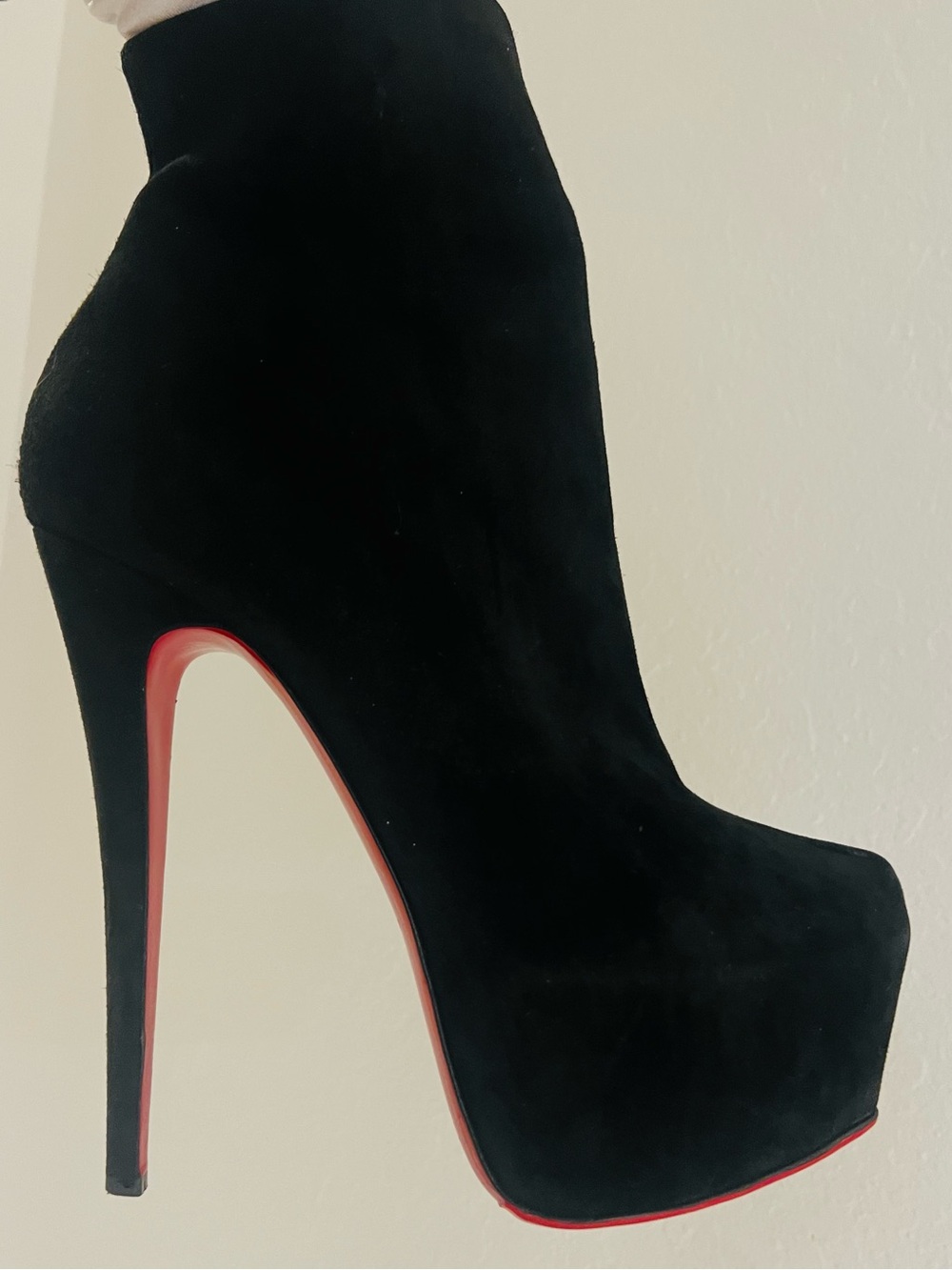 CHRISTIAN LOUBOUTIN SZ 41 BLACK DAFFODIL PLATFORM BOOTS 160mm ANKLE BOOTS